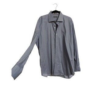 Peter Millar Button Down Shirt Size XL Blue Brown Checks